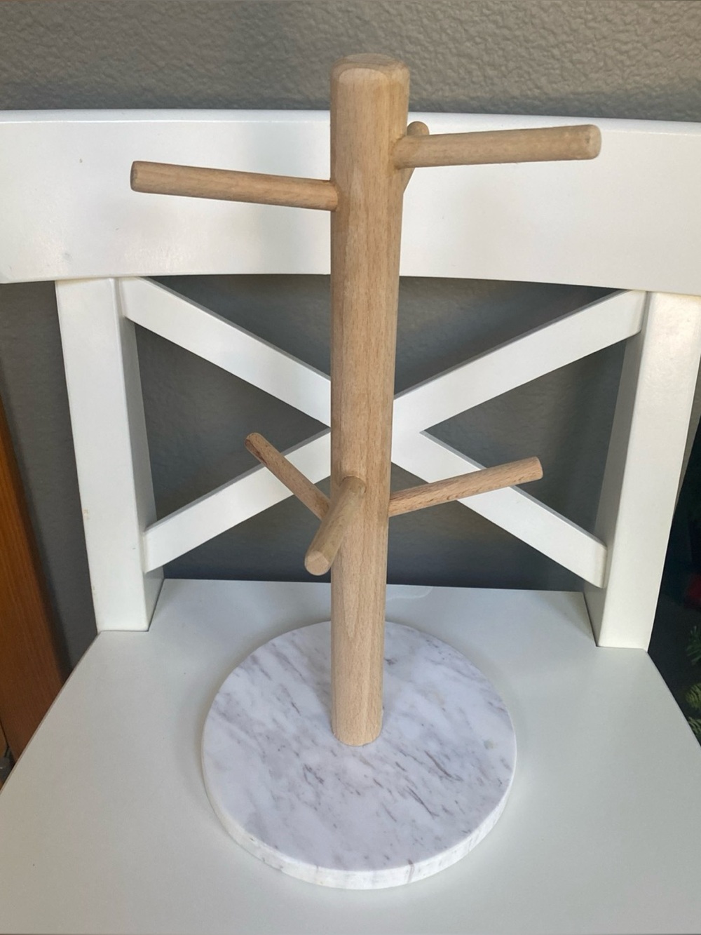 Threshold Wood Mug Holder, Marble Base Cup Rack Tree, Mug Stand Hanger